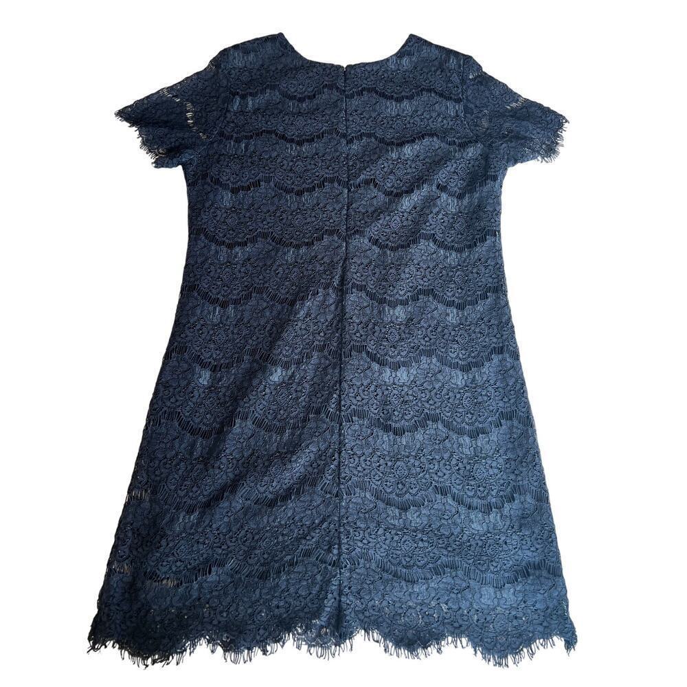 Lulus Take Me To Brunch Navy Blue Lace Shift Dress, Large, Mini, Short Sleeve - Picture 9 of 10